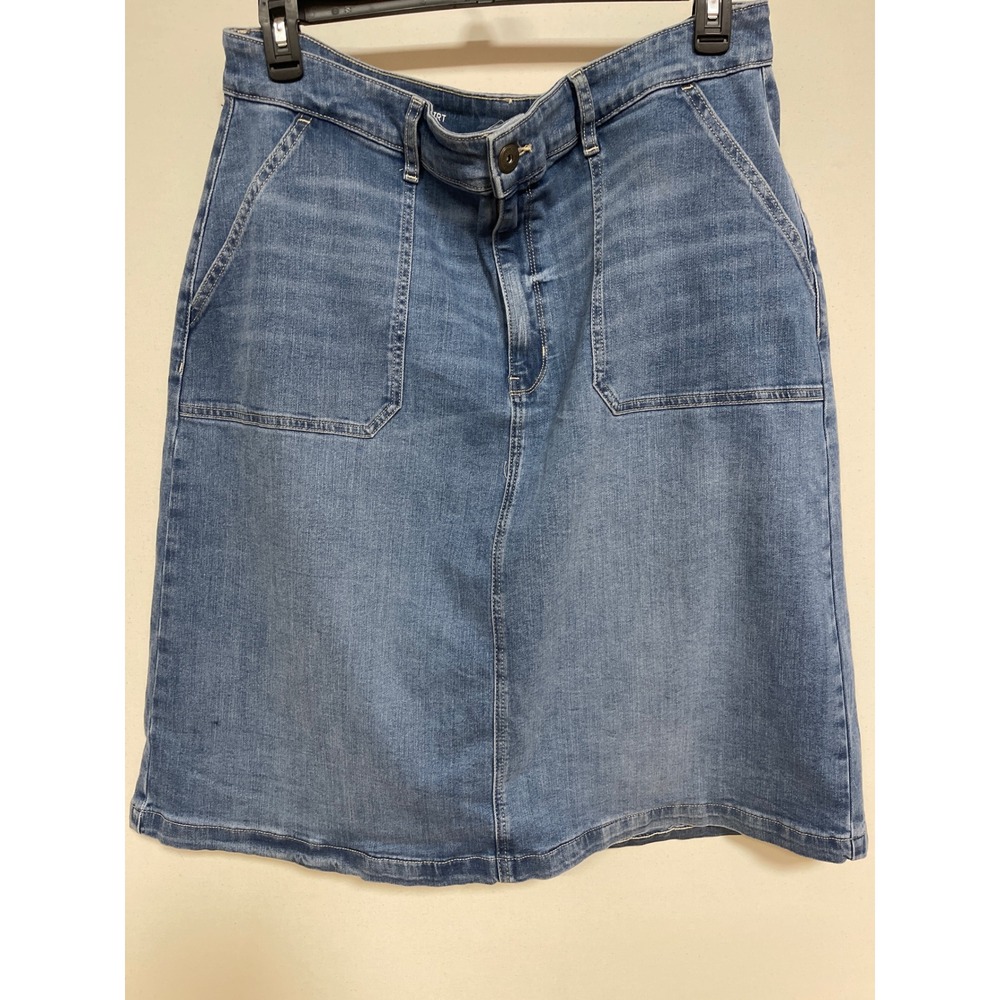 St Johns Bay Womens Blue Denim Skirt Plus Size 18W A-Line Medium Wash Pockets